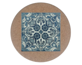 Azulejo decorado 15*15 cm com base em cortiça redonda padrão 80V