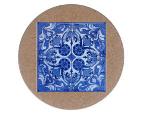 Azulejo decorado 15*15 cm com base em cortiça redonda padrão 83