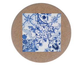 Azulejo decorado 15*15 cm com base em cortiça redonda padrão 76A