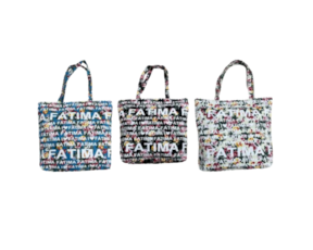 Bolsa de praia em tecido decoração flores Fátima