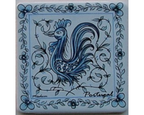 Azulejo decorado Galo de Águeda Azul 10x10cm