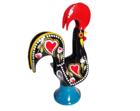 Galo de Barcelos porta guardanapos em metal pintado à mão