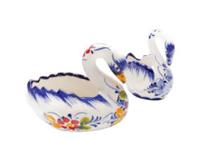 Cisne regional decorativo em faiança pintado à mão decoração flores