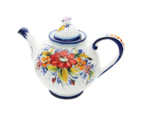 Bule de chá regional em faiança pintado à mão decoração flores
