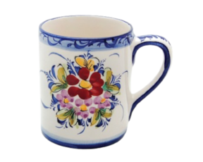 Caneca jumbo em faiança pintada à mão decoração flores