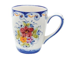 Caneca regional em faiança pintada à mão decoração flores