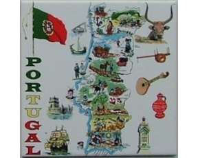 Azulejo decorado Mapa de Portugal 15x15cm