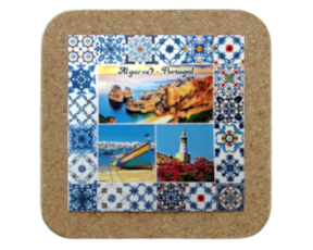 Azulejo decorado 15*15 cm com base em cortiça praias Algarve