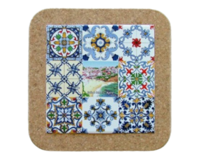 Azulejo decorado 15*15 cm com base em cortiça praia do carvoeiro Algarve