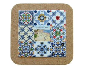 Azulejo decorado 15*15 cm com base em cortiça praia de armação de pêra Algarve