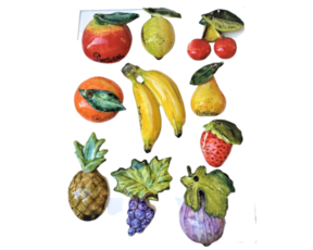 Magnético frutos em faiança pintados à mão 