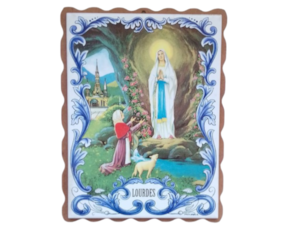 Azulejo decorado com madeira 15*20 cm motivo Nossa Senhora de Lourdes