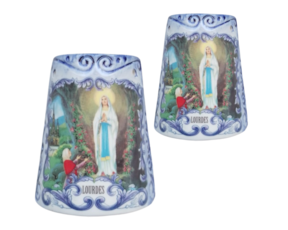 Telha em faiança decorada motivo Nossa Senhora de Lourdes