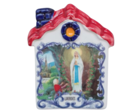 Magnético em faiança decorado Nossa Senhora de Lourdes