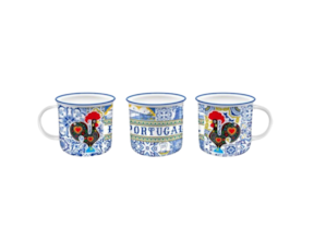 Caneca faiança decorada Galo de Barcelos
