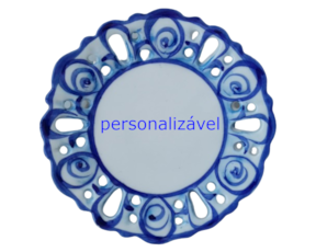 Prato decorativo em faiança com decoração (serigrafia) personalizável