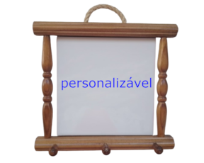 Suporte de panos em madeira envernizada com azulejo decorado 10*10 cm  (serigrafia) personalizável