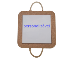 Azulejo 15*15 cm personalizável  (serigrafia)  com base de cortiça com corda 