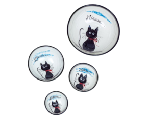 Tigela em faiança pintada à mão decoração Gato preto