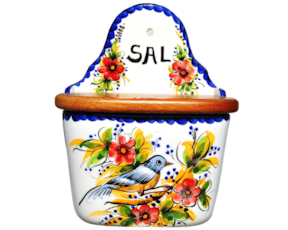 Saleiro em faiança pintado à mão decoração Primavera / Pássaro