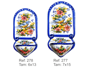Fonte/pia em faiança pintada à mão decoração Primavera/pássaro