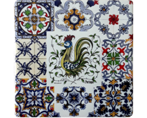 Azulejo Decorado Multi Padrão Galo de Águeda Cores  10X10 cm