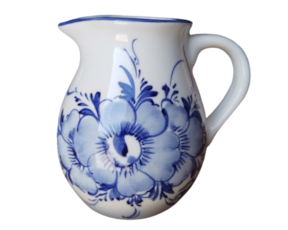 Jarro pequeno em faiança pintado à mão decoração flores