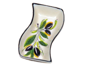 Taça S em faiança pintada à mão decoração azeitona