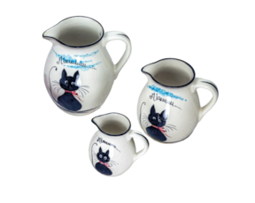 Jarro em faiança pintado à mão decoração Gato Preto