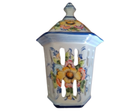 Aplique cabaça em faiança pintado à mão decoração flor cor