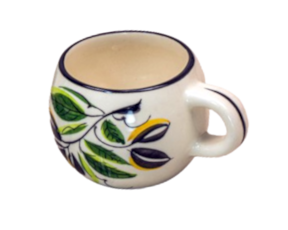 Caneca bojuda em faiança pintada à mão decoração azeitona