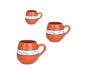 Caneca pipa pintada à mão em barro vermelho