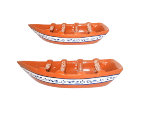Assador barco pintado à mão e barro vermelho