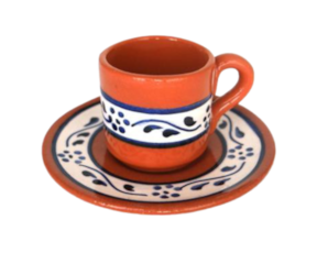 Chávena de café pintada à mão em barro vermelho