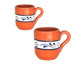 Caneca direita pintada à mão em barro vermelho