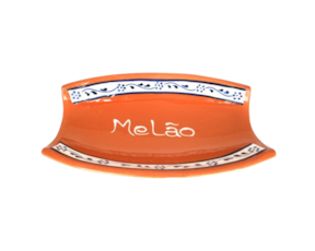 Travessa melão pintado à mão em barro vermelho