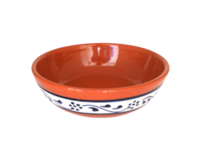 Tigela de sopa pintada à mão em barro vermelho