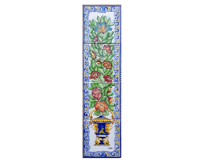 Painel pintado à mão com 4 azulejos florão cor