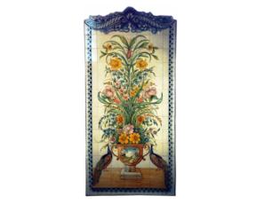 Painel pintado à mão composto por 98 azulejos florão cor