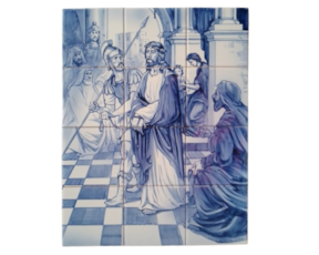 Painel de azulejo pintado à mão Estação da  Via Sacra I