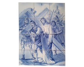 Painel de azulejo pintado à mão Estação da Via Sacra 5