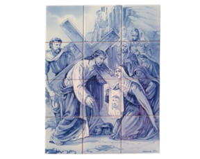 Painel pintado à mão Estação da Via Sacra VI