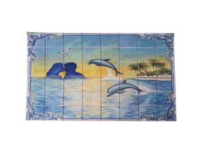 Painel de azulejo pintado à mão Golfinhos