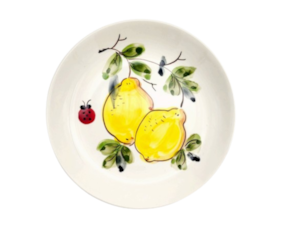 Prato de sobremesa em faiança pintado à mão decoração Limões