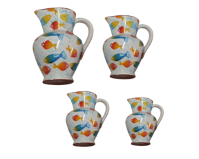 Jarro pipa em cerâmica pintado à mão decoração peixinhos (52)