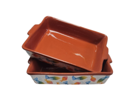 Tabuleiro M em cerâmica pintado à mão decoração peixinhos (52)