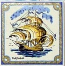 Azulejo decorado Caravela 7.5x7.5cm