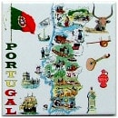 Magnético com azulejo decorado Mapa de Portugal  5x5cm