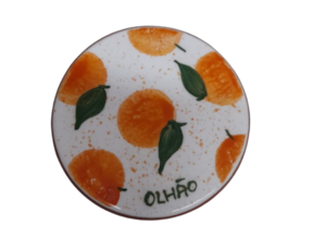 Base de copo em cerâmica pintado à mão decoração Laranjinha