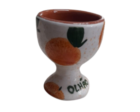 Copo para ovo em cerâmica pintado à mão decoração Laranjinha
